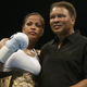 Boxer Laila Ali poses with her father, former heavyweight champion Muhammad Ali, after she defeated Suzy Taylor in two rounds at the Aladdin Casino in Las Vegas on Aug. 17, 2002.
Scott Halleran/Getty Images